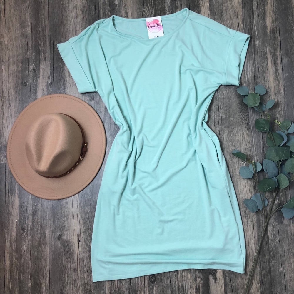 Cuff Sleeve Dress- Ash Mint